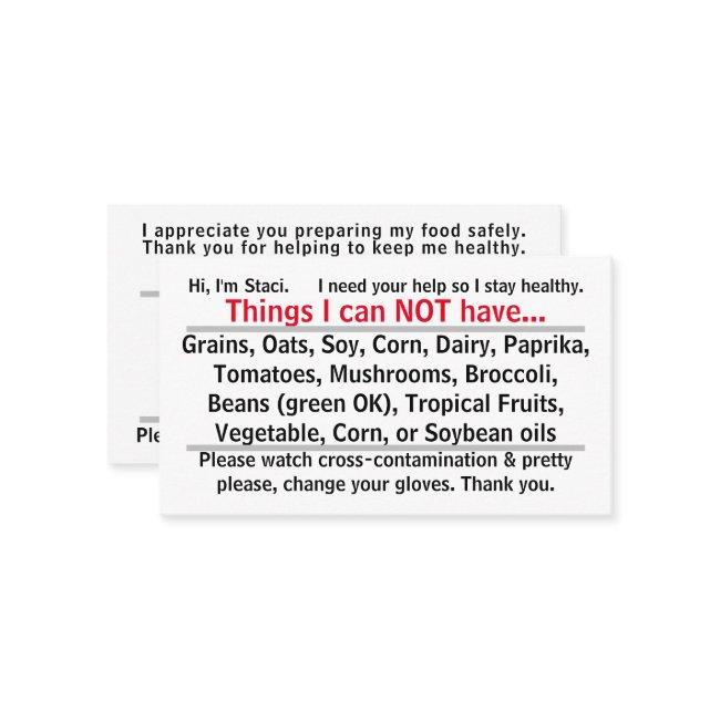 Allergen Card