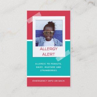 Allergy Alert Kids Photo Medical Emergency Daycare Calling Card
