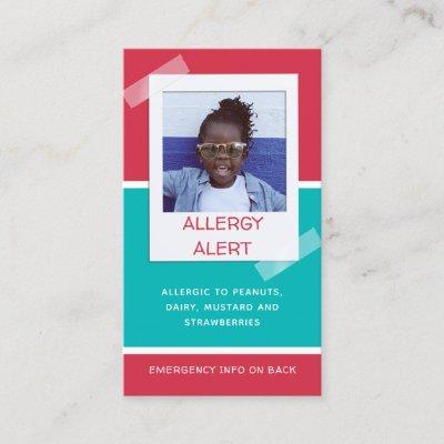 Allergy Alert Kids Photo Medical Emergency Daycare Calling Card