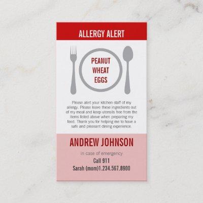Allergy Alert Red Duotones Calling Card