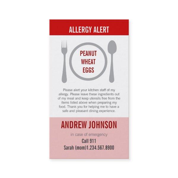 Allergy Alert Red Duotones Calling Card