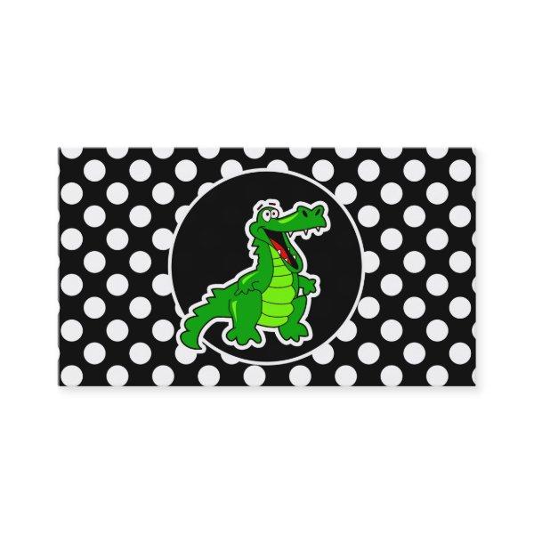 Alligator on Black and White Polka Dots