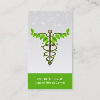Alternative Medical Caduceus Green Leaves White