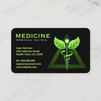 Alternative Medicine Green Caduceus Black Bizcards