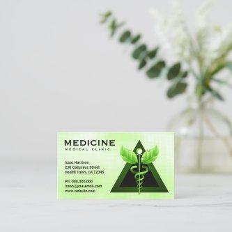 Alternative Medicine Light Green Caduceus Bizcards