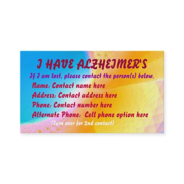 Alzheimer's Contact (lost) Card