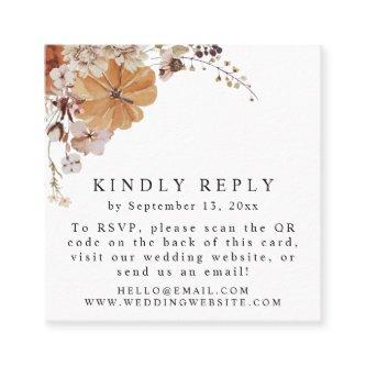 AMBER Fall Pumpkin Autumn QR Code RSVP Square Card