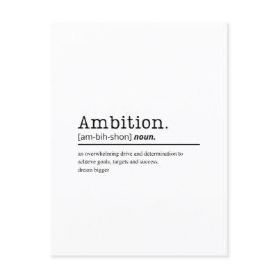 Ambition dictionary definition typography postcard