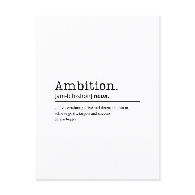 Ambition dictionary definition typography postcard