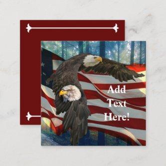 American Bald Eagle American Flag Square