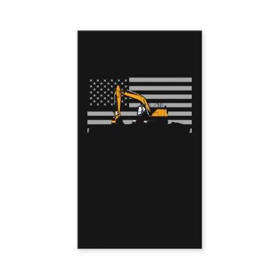 American Flag Excavator US Flag Construction