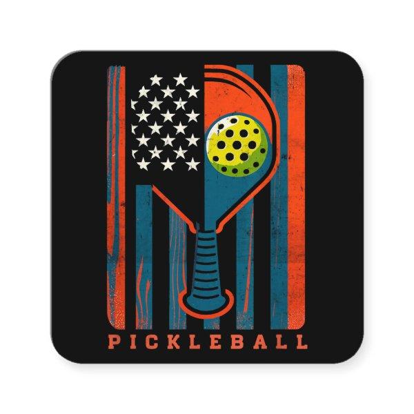 American Flag Pickleball Lover Patriotic picklebal Square