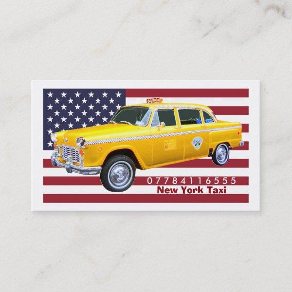 American Flag Yellow Taxi Cab