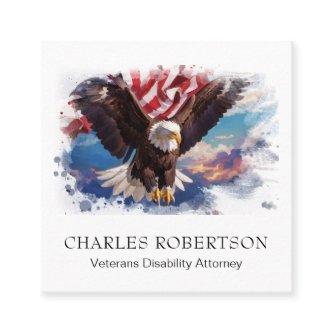 *~* American USA Flag Eagle Flying Sunset AP16 QR Square