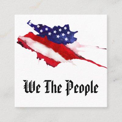 *~* American USA Flag We The People Watercolor Square