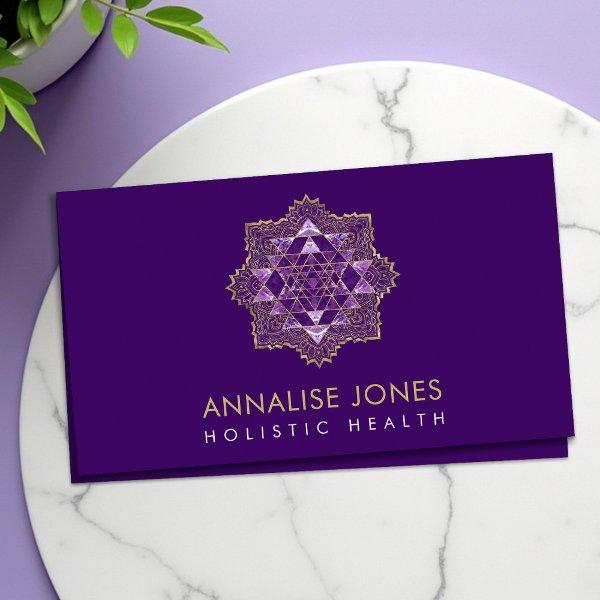 Amethyst & Gold  Sri Yantra  / Sri Chakra in Lotus
