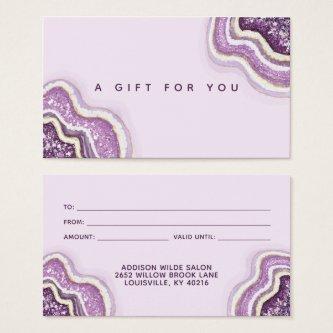Amethyst Purple Glitter Agate Geode Luxe Gift Card