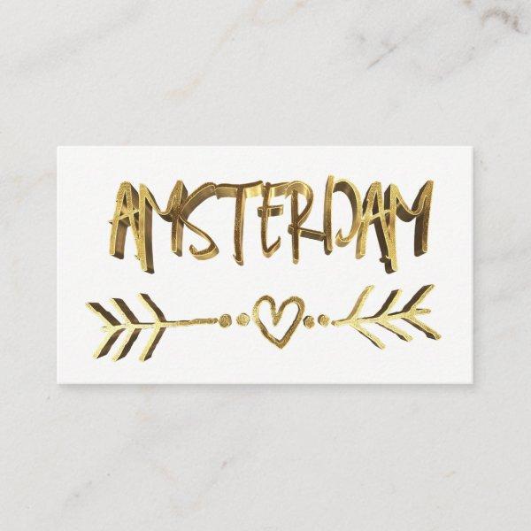 Amsterdam Dutch Love  Gold Look Typography Elegant
