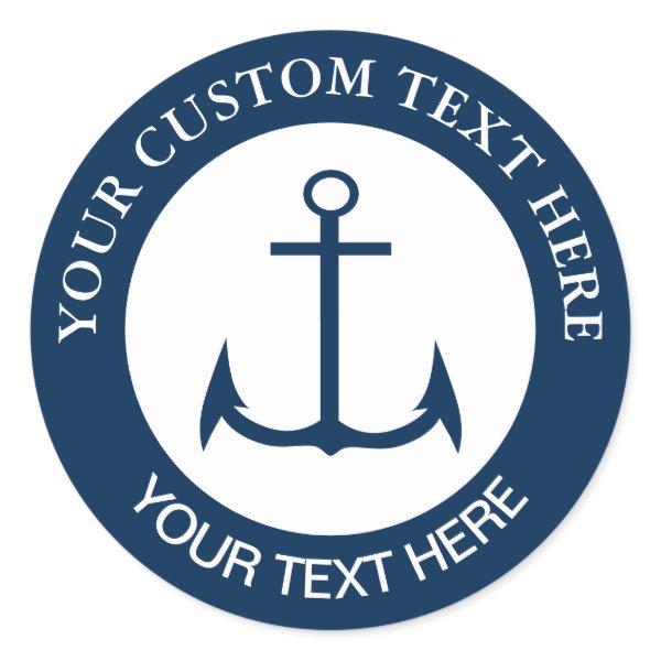Anchor Nautical Custom Logo Icon 1 1/2" Classic Round Sticker