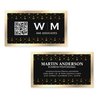 Anchors Pattern | Gold Border | Monogram