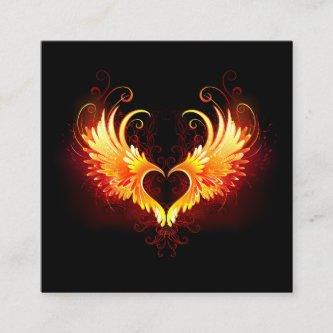 Angel Fire Heart with Wings Square