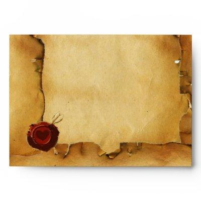 ANGEL HEART RED WAX SEAL PARCHMENT ENVELOPE