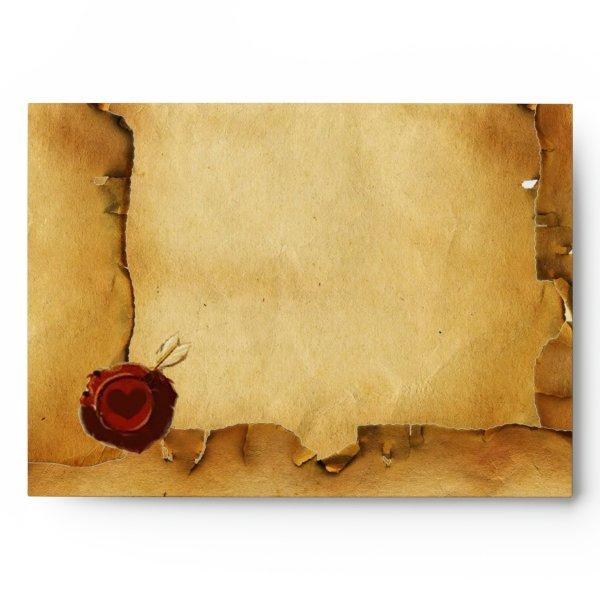 ANGEL HEART RED WAX SEAL PARCHMENT ENVELOPE