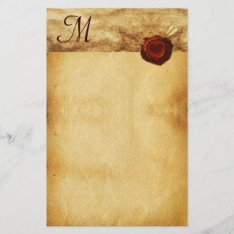 ANGEL HEART RED WAX SEAL PARCHMENT Monogram Stationery