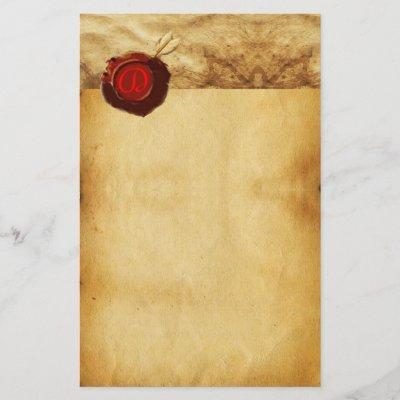 ANGEL HEART RED WAX SEAL PARCHMENT MONOGRAM STATIONERY