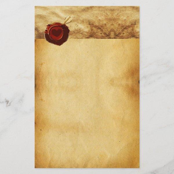 ANGEL HEART RED WAX SEAL PARCHMENT Valentine's Day Stationery