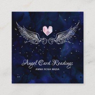 *~* Angel Wings Starry Crystal Heart Night Sky Square