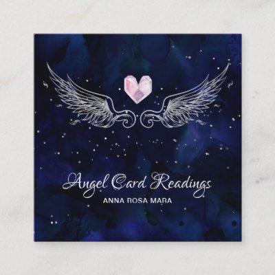 *~* Angel Wings Starry Crystal Heart Night Sky Square
