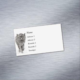 Angry Black Wolf in the Snow , wild Winter  Magnet