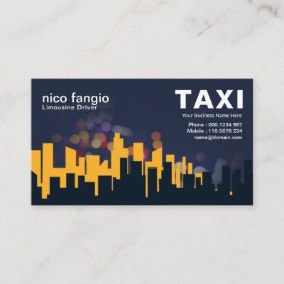 Animated City Night Life Building Silhouette Taxi