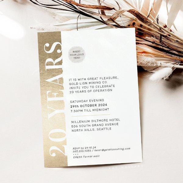ANNIVERSARY EVENT modern minimal logo gold black Invitation
