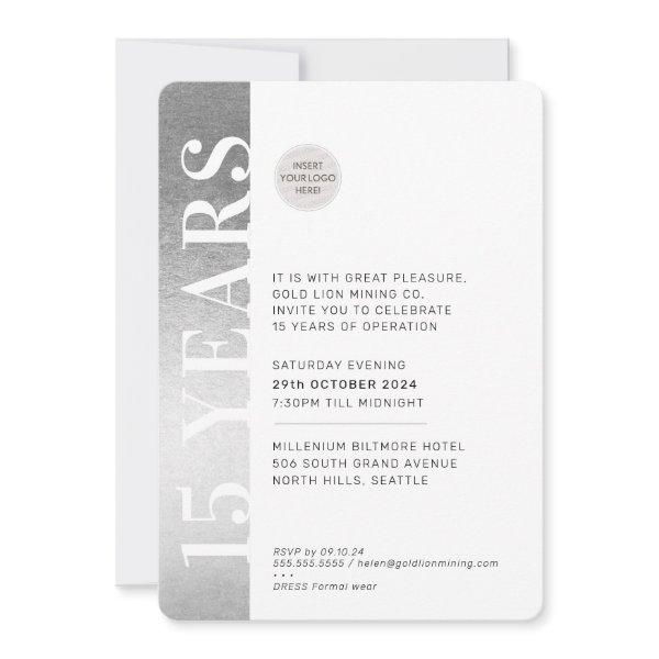 ANNIVERSARY EVENT modern minimal logo silver black Invitation