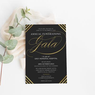 ANNUAL GALA modern elegant event black white gold Invitation