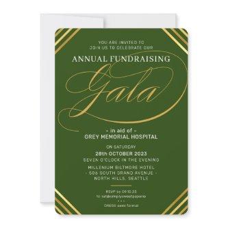 ANNUAL GALA modern elegant event dark green gold Invitation