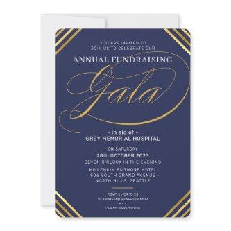 ANNUAL GALA modern elegant event navy white gold Invitation