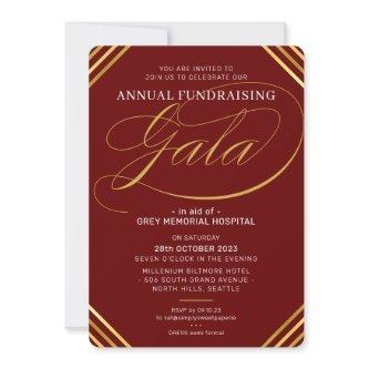 ANNUAL GALA modern elegant event red maroon gold Invitation