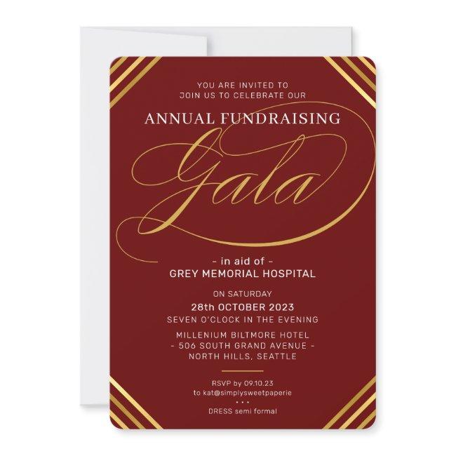 ANNUAL GALA modern elegant event red maroon gold Invitation