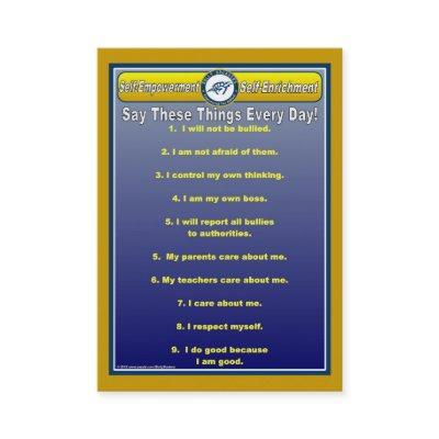 Anti-Bully Daily Affirmations Handy Wallet Card