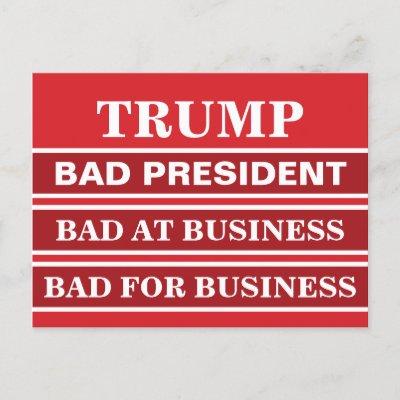 Anti-Trump Bad Business President Vote Blue Postcard