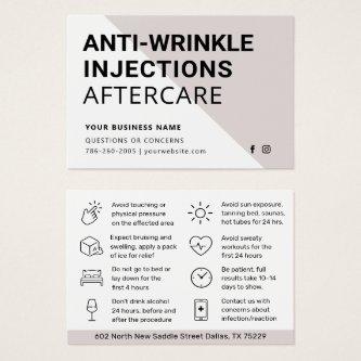 Anti Wrinkle Injections Botox Aftercare Card