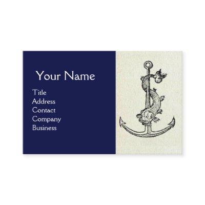ANTIQUE ANCHOR WITH FISH NAUTICAL White Navy Blue