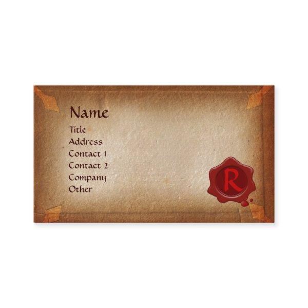 ANTIQUE BROWN PARCHMENT, RED WAX SEAL MONOGRAM