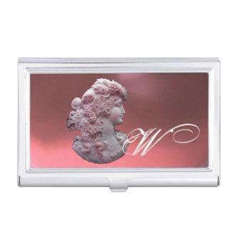 ANTIQUE CAMEO,LADY WITH GRAPES MONOGRAM  CASE