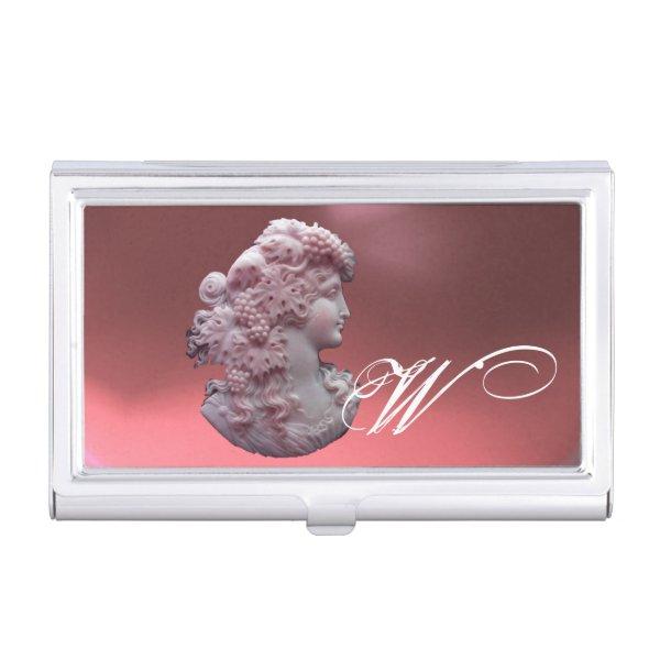 ANTIQUE CAMEO,LADY WITH GRAPES MONOGRAM  CASE