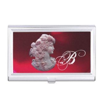 ANTIQUE CAMEO,LADY WITH GRAPES MONOGRAM CASE FOR