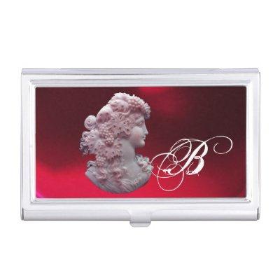 ANTIQUE CAMEO,LADY WITH GRAPES MONOGRAM CASE FOR